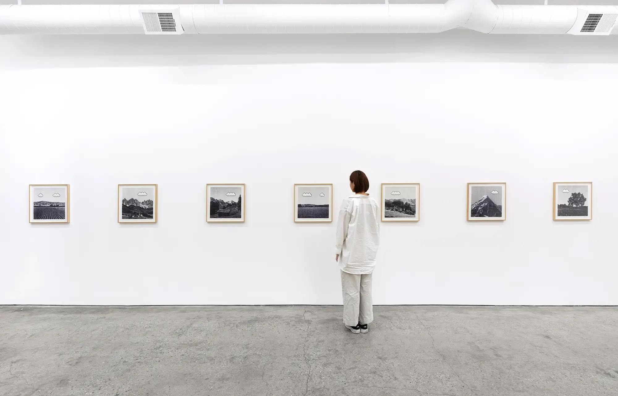 arno beck at nino pier gallery Los Angeles, typewriter drawing, black and white gameboy aestetiks
