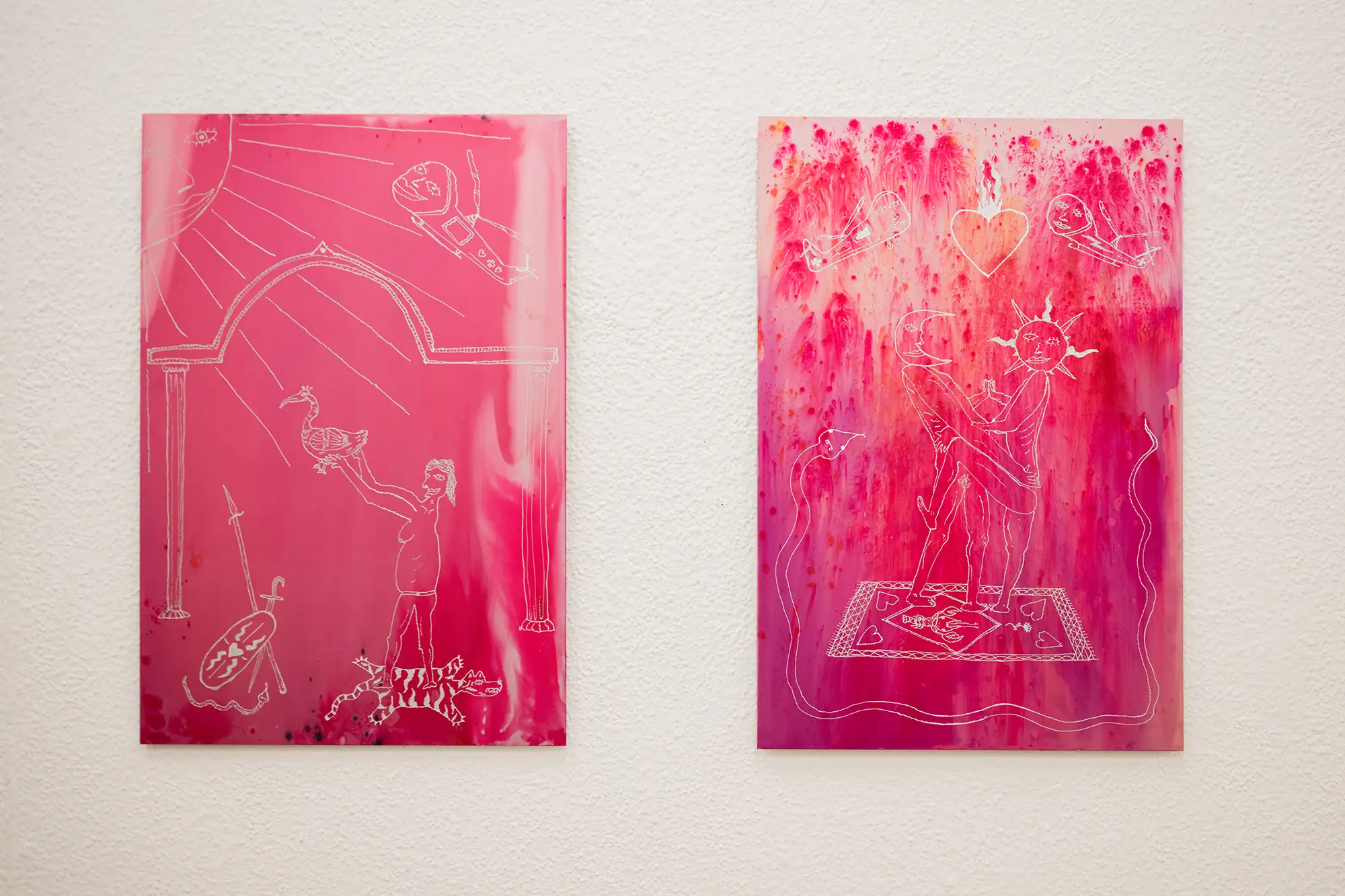 felix stöckle, artworks, pink and carvings, modern art now