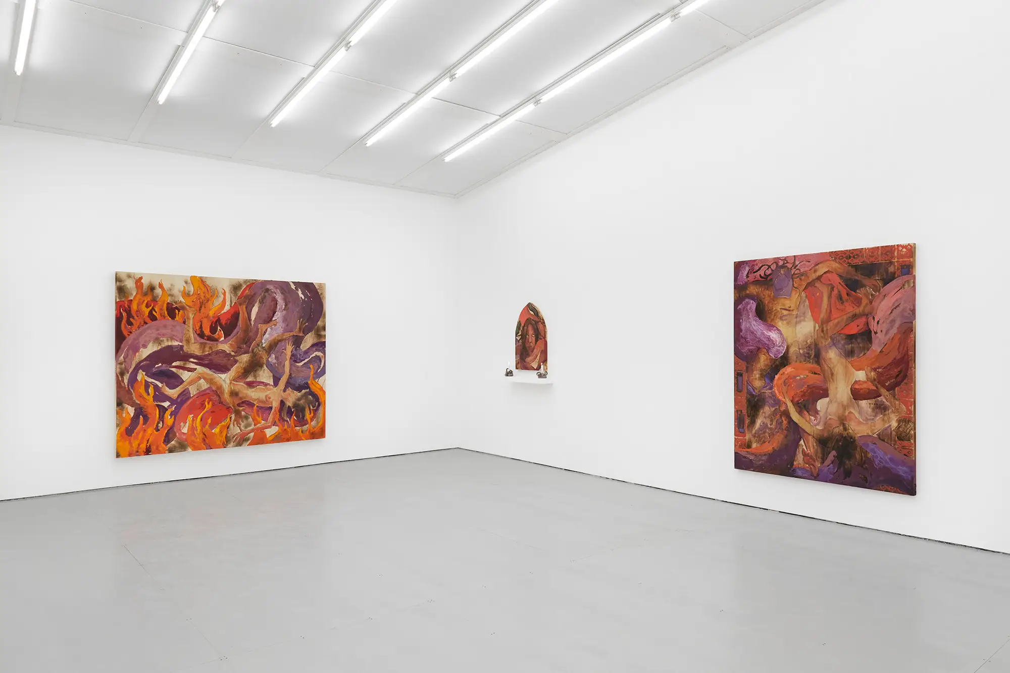 castor gallery, exhibition view with work by artist fabian ramirez, titled firing of the idols