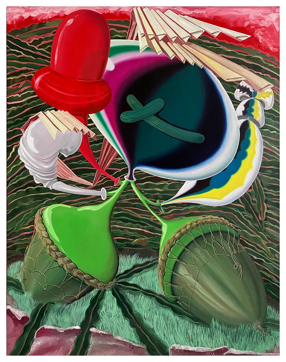 Unveil the magic of Eva Krause at Galerie Mellies, as 'Fuchsschwanz und Perenboom' blends realism with the surreal, exploring the thrilling cusp between style