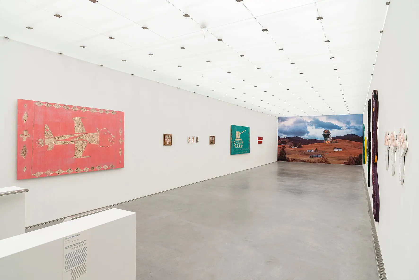 felix stöckle, exhibition view, war in contemporary art, mythological questions, and promising artworks