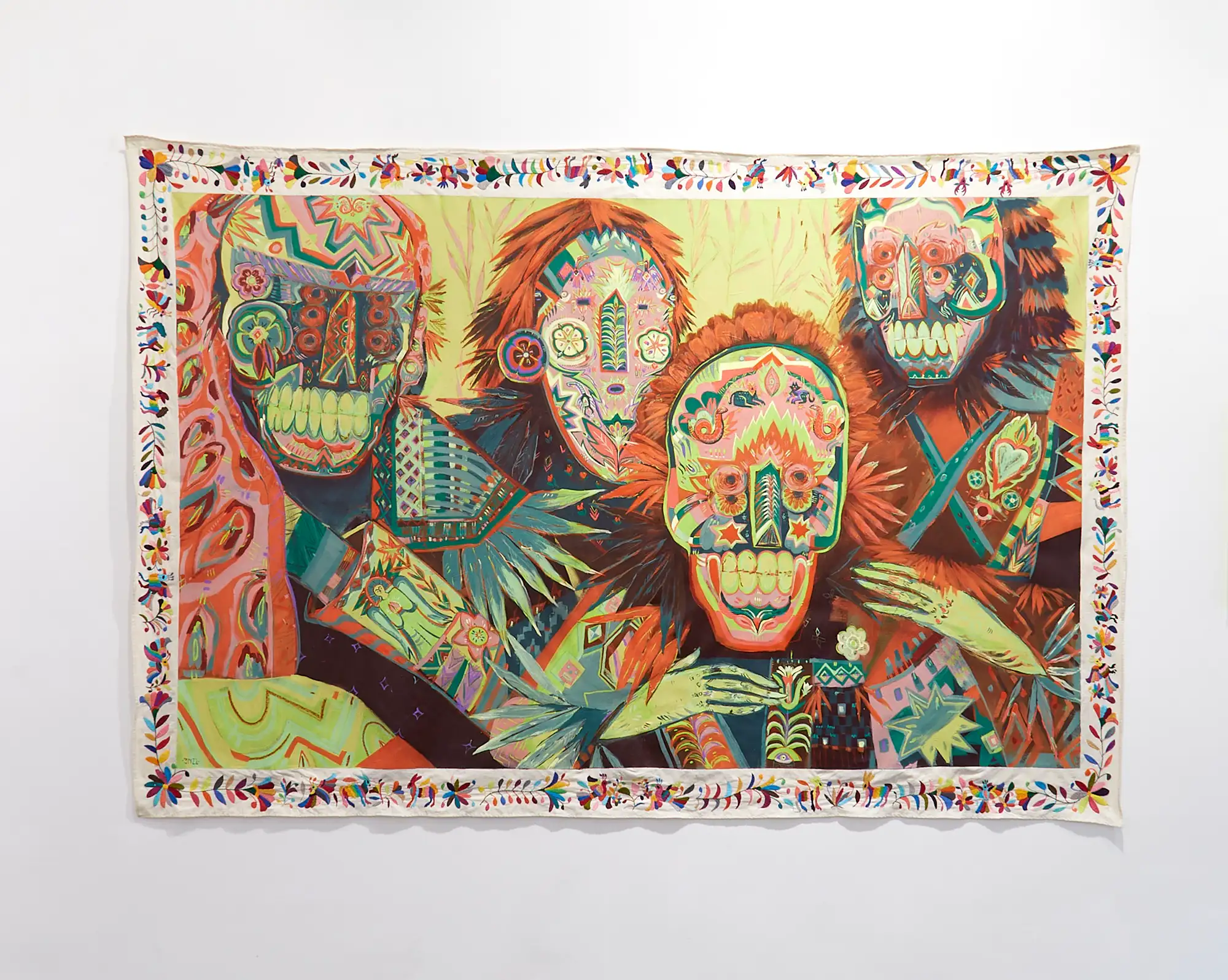 jumu monster, painting, mommsen35 gallery, colorful indigenous painting with masks