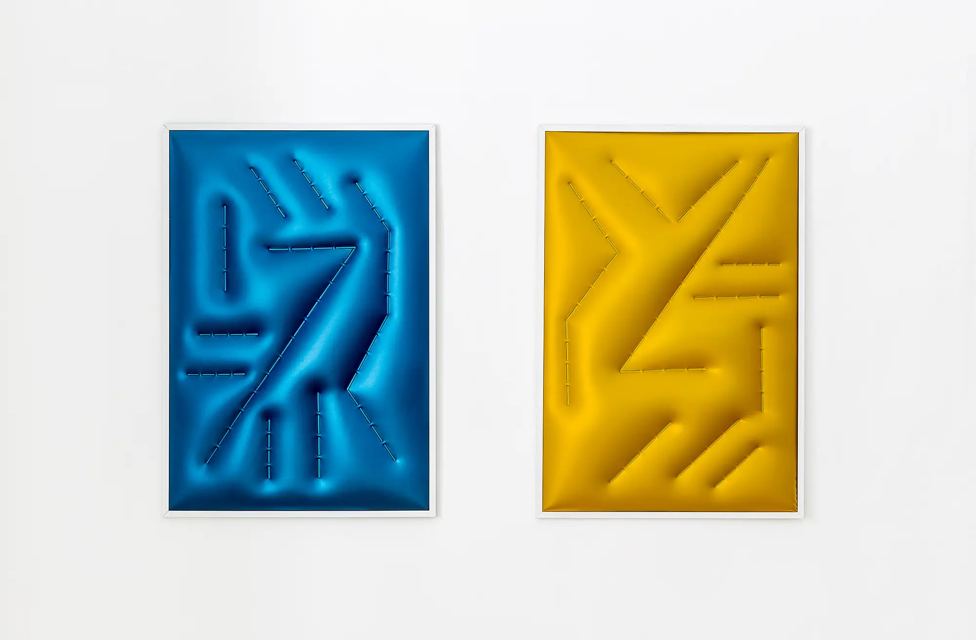 johannes steininger, blue and yellow, wallpiece, inflatable, minimalistic, contemporary art