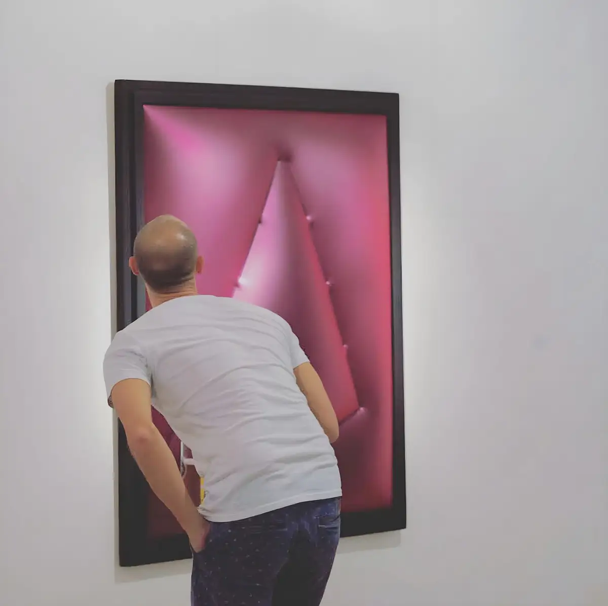 johannes steininger, man in front of his artworks, inflatable art, with sound