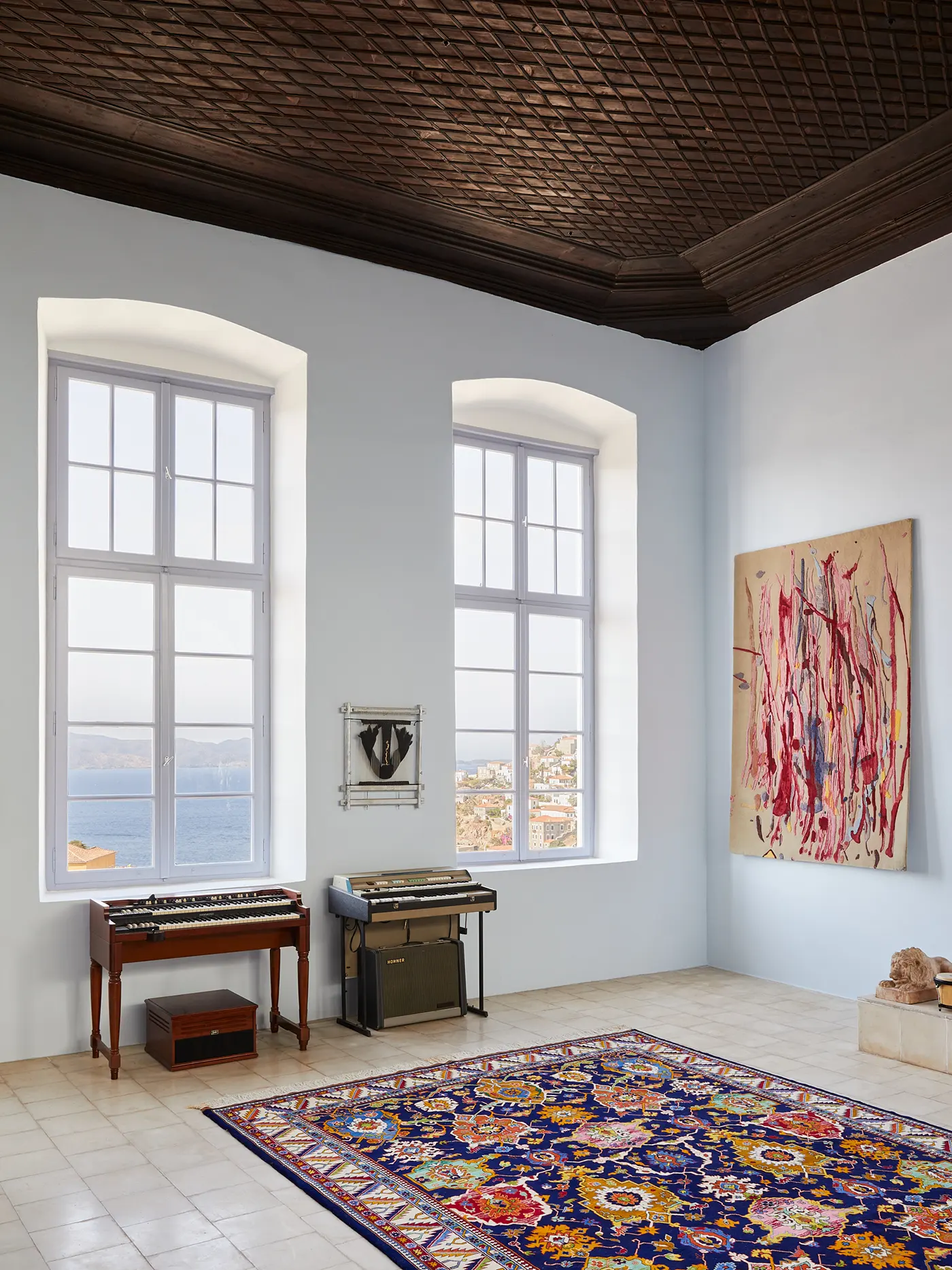 discover hidden gems hydra island greece, exhibition during the summer 2024, helen marden and dimitrios antonitsis contemporary art on view