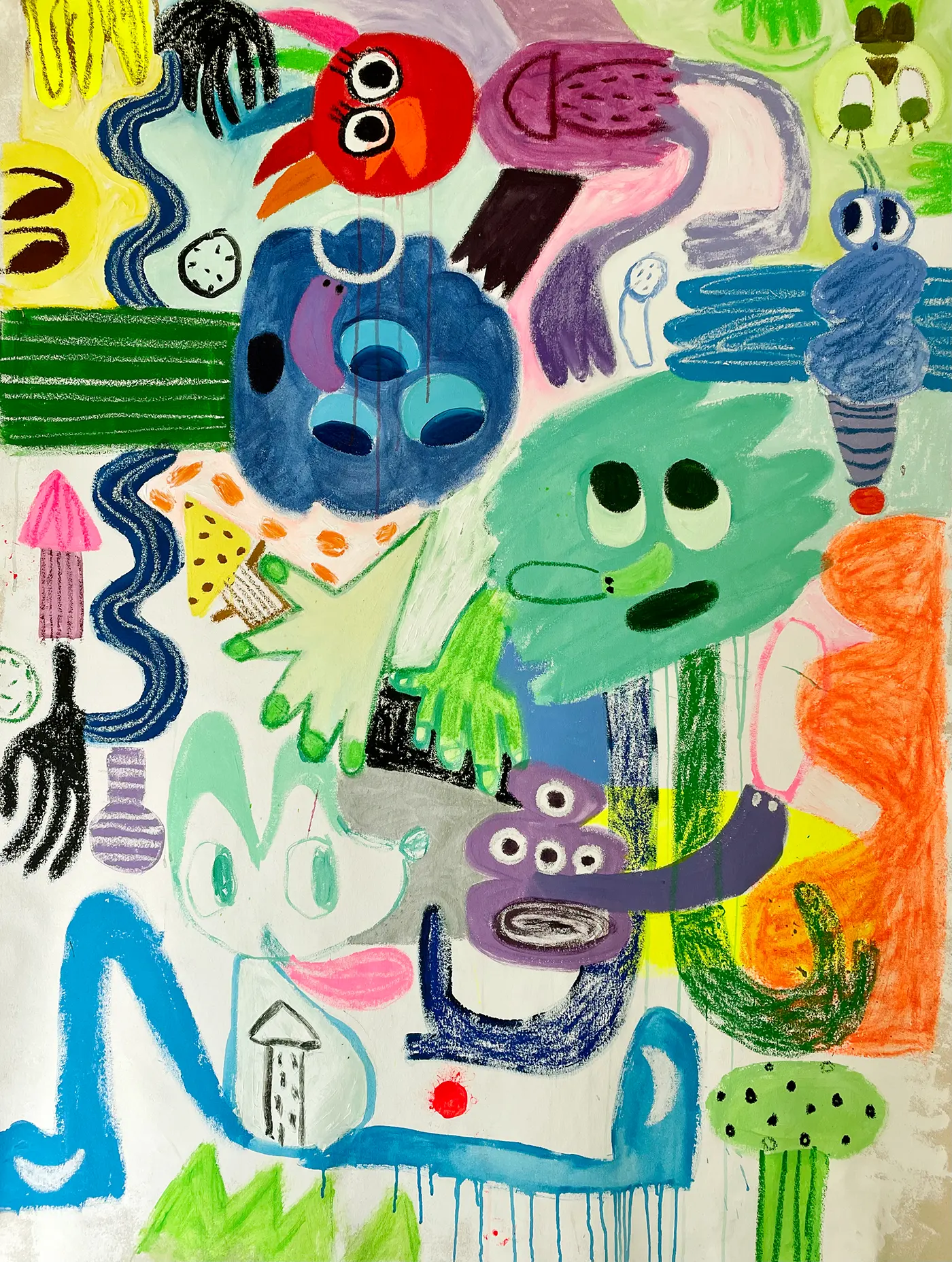 fanny brodar artist, featuring colorful painting, with vibrant and playful characters.