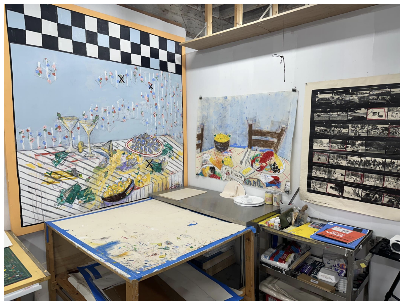 artist studio, teddy benfield, with contemporary art