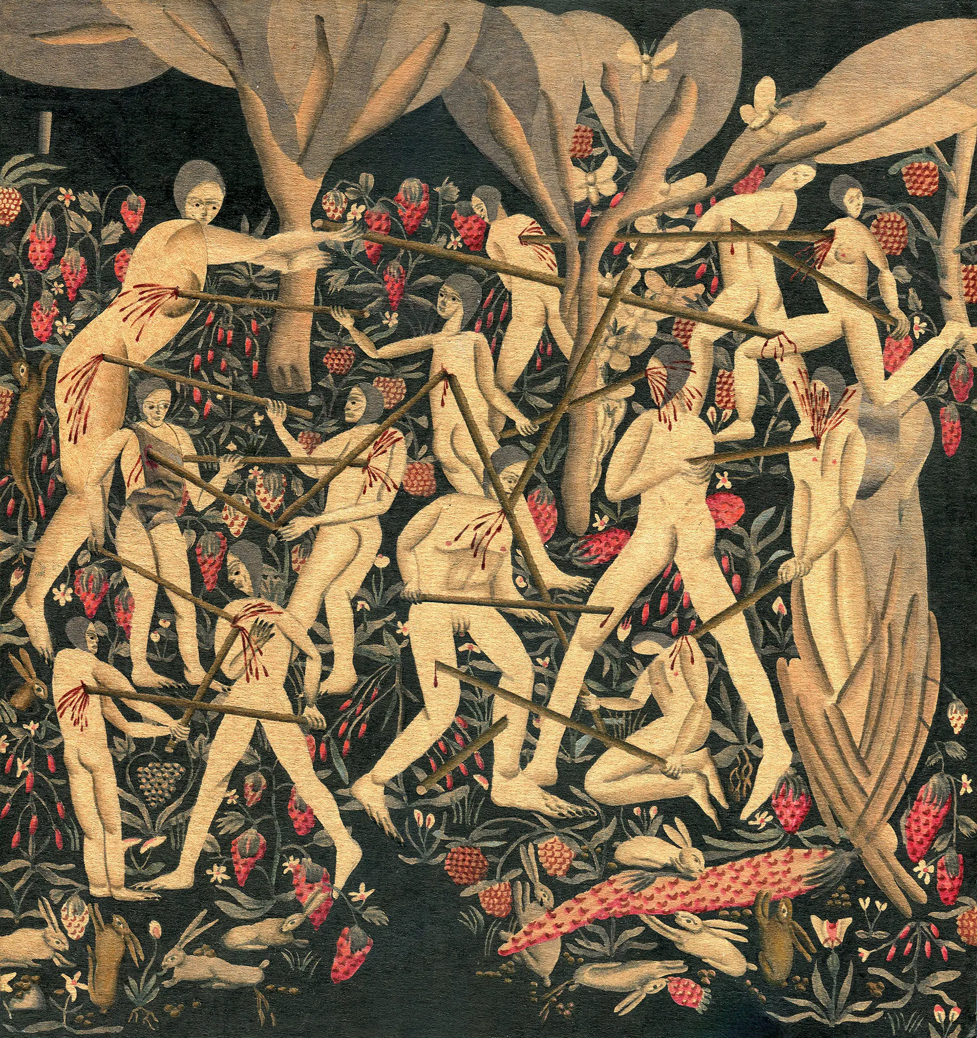 artwork by georg pinteritsch titled distribution, using marker, ink, colored pencil, and lacquer on cardboard