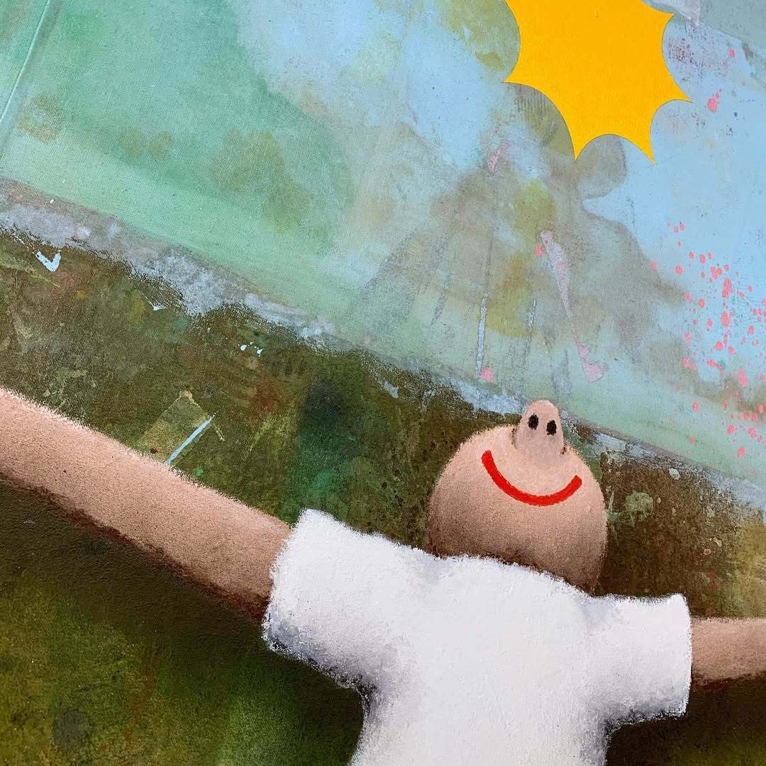 detail of hunter potters painting life is good