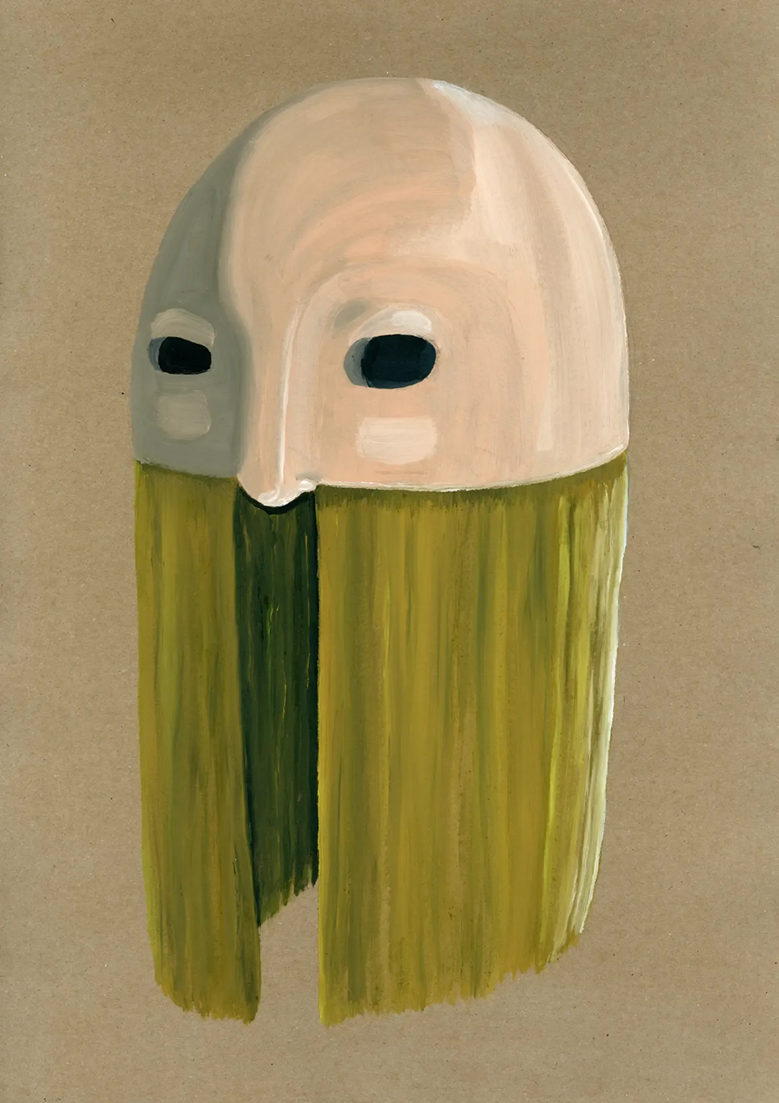 Lisa Klinger oil painting with helmet covered in blond hair