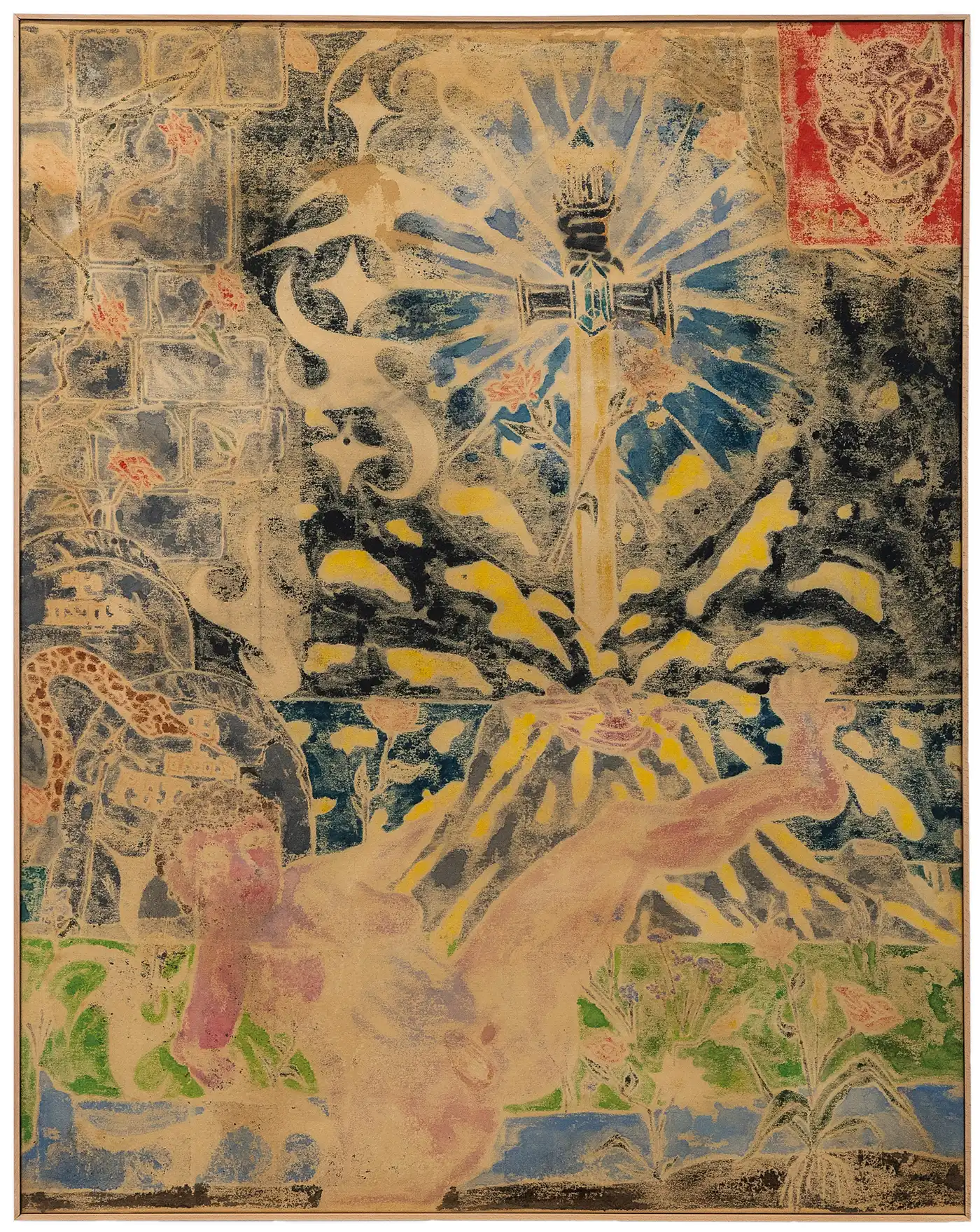 Large contemporary painting by Ruben Einsmann on canvas with layered imagery and textured surface.