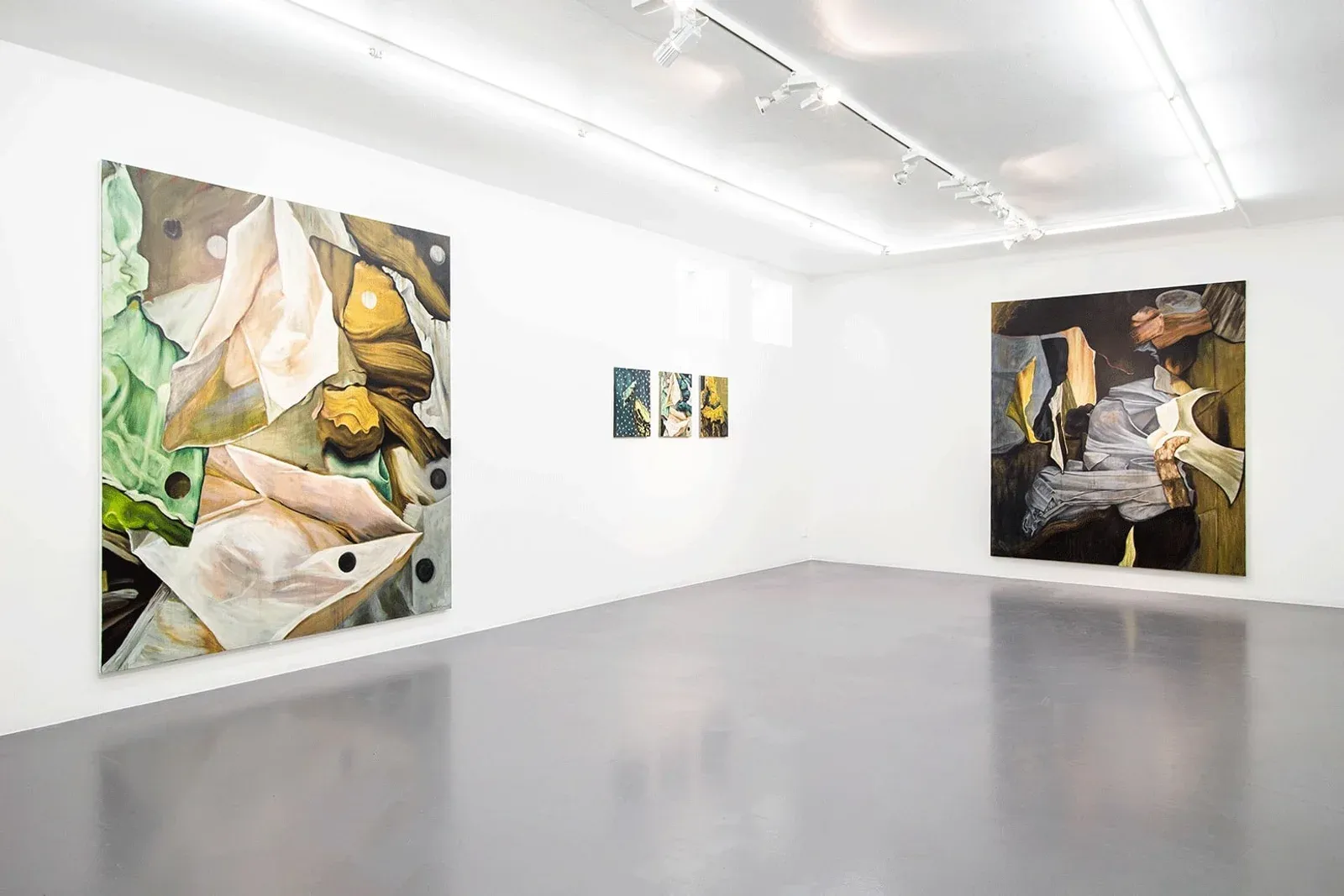 Emma Bjurström exhibition view. large scale oil paintings. abstracted belenius gallery