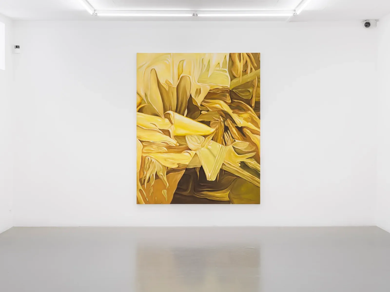 Emma Bjurström installation view with yellow abstracted painting at belenius gallery