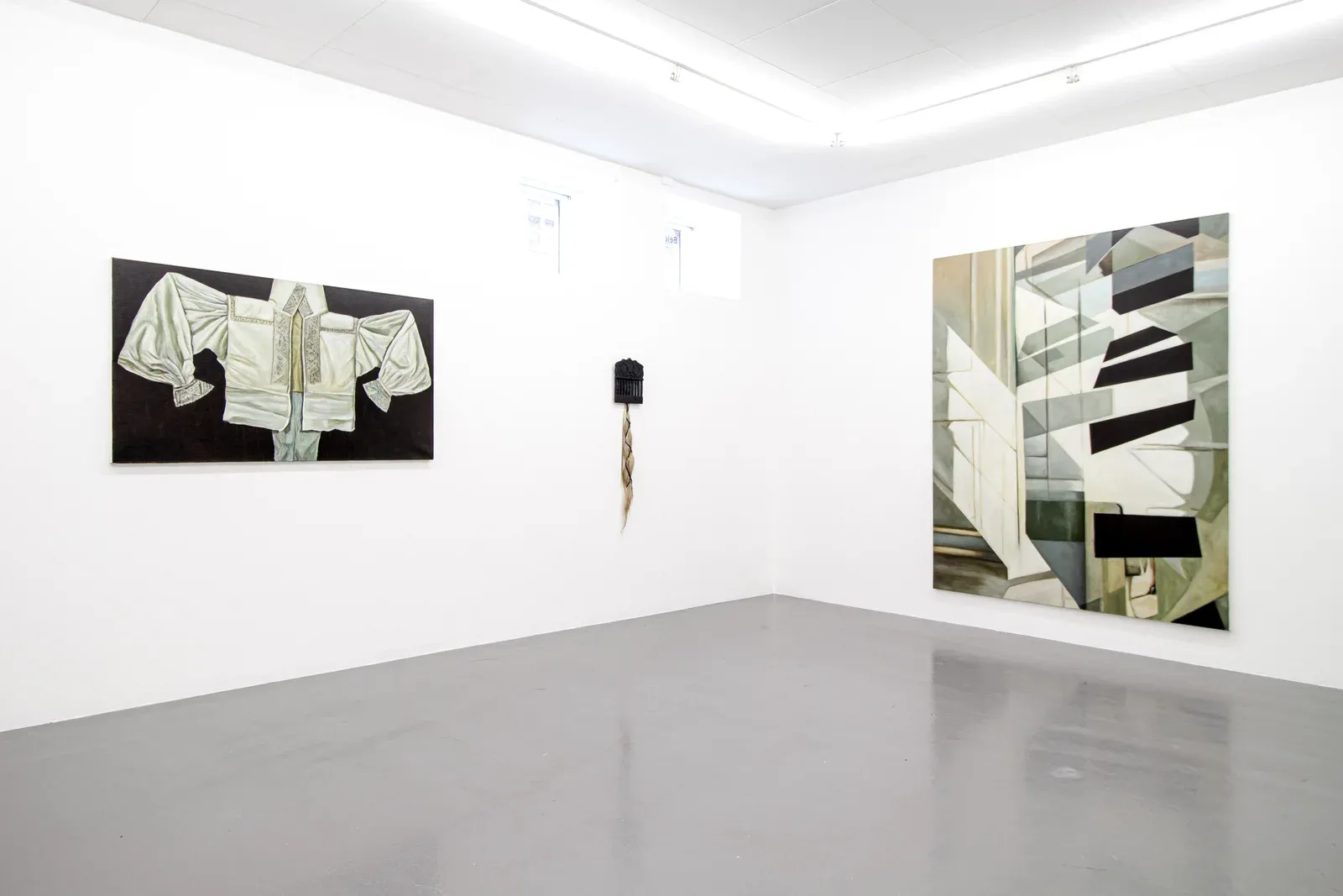 ma Bjurström Timber and Stone Act of Tin Pants Artifact , installation view. paintings. 