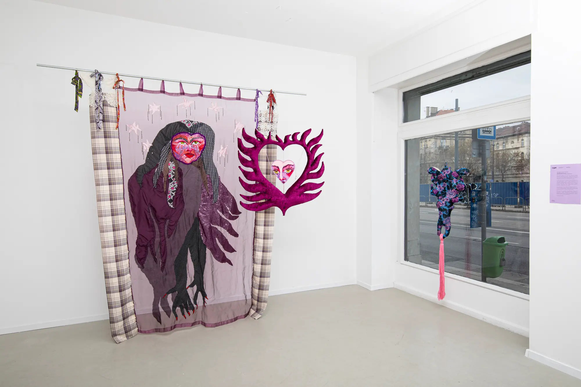 Insight Liget gallery, Budapest with textile feminist installation work by Boglárka Dankó