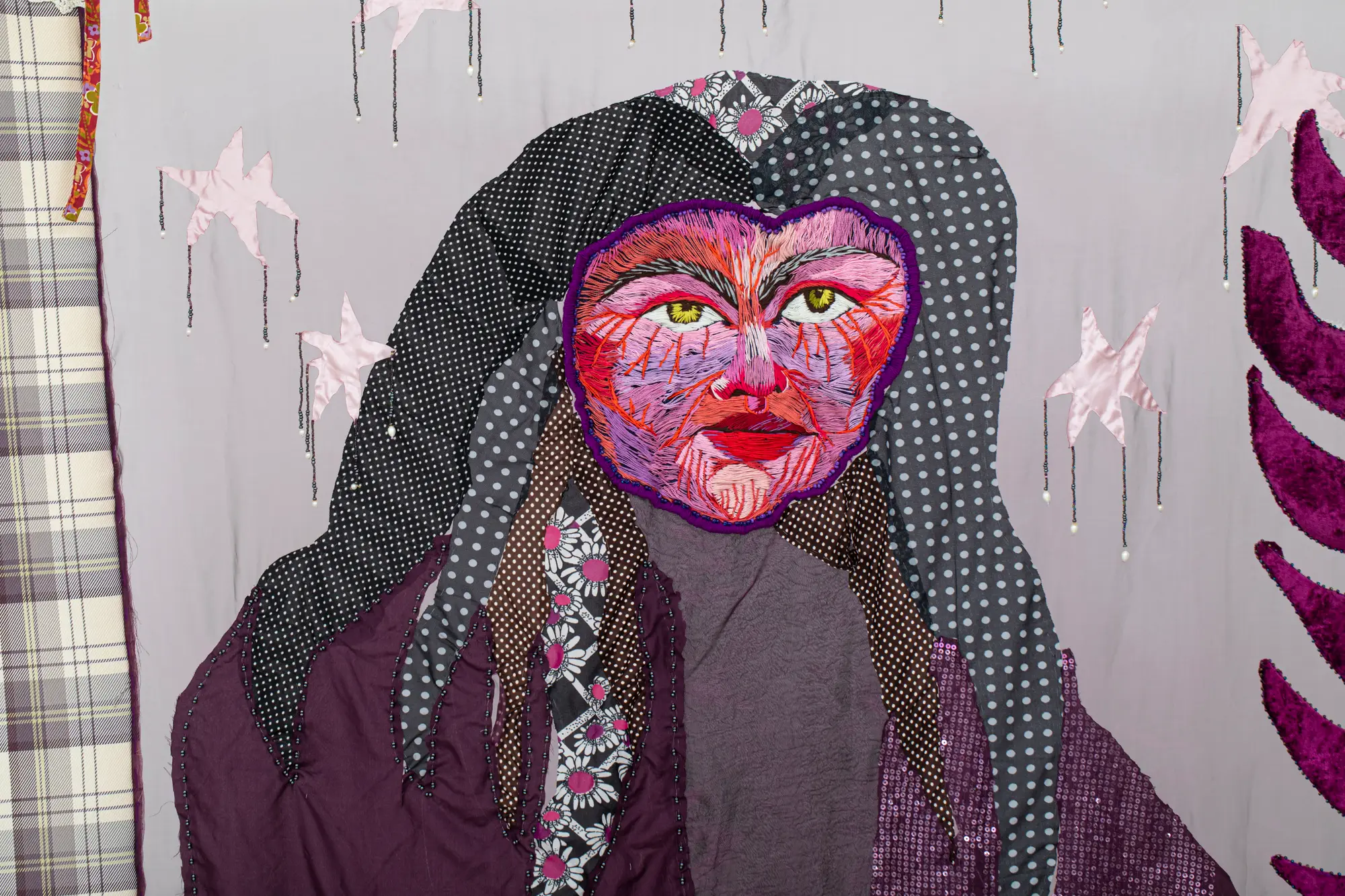 Boglarka Danko, Artist, textile artwork Mother of the Night for her exhibition at legit gallery Hungary