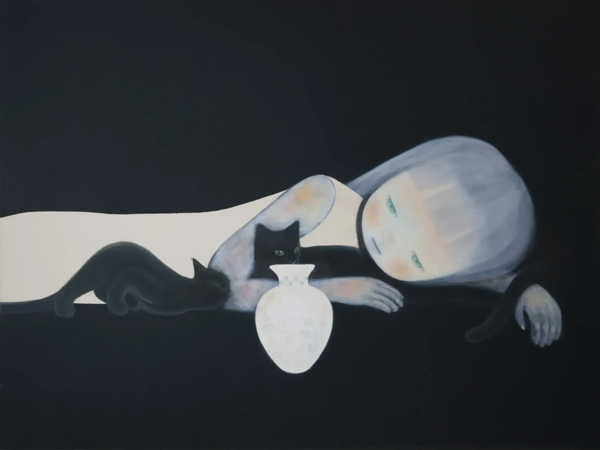 Ruo-Hsin Wu: Floating in the Dark artist feature on catapult the new munchies art club black and white painting