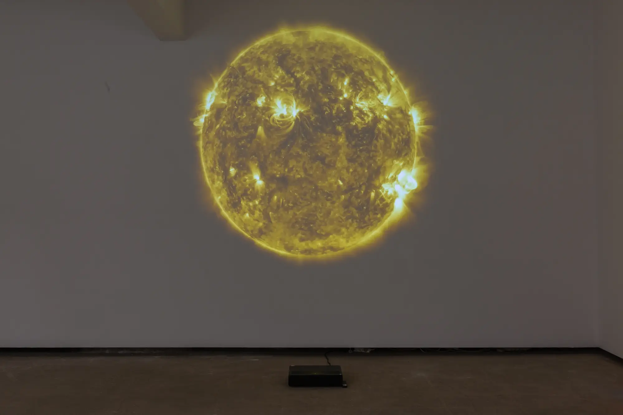 kyriaki Goni Telling the Bees showcase a projection of the sun beside her exhibition at the breeder gallery