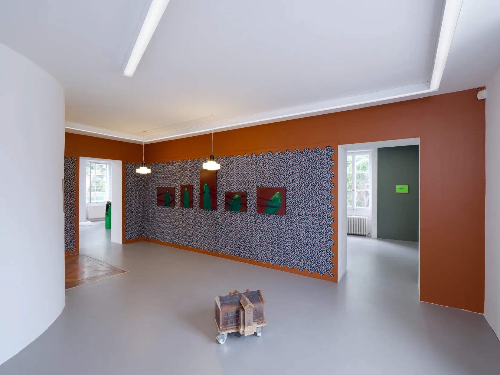 Flo Kasearu exhibition view with Hedges Having a Row (2025) and Soap for a Lifetime (2023), Villa du Parc, Annemasse.