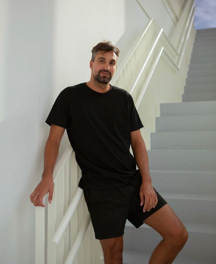 Portrait of the artist Luca Vanello . in conversation about his art practice with difranco , catapult magazine for contemporary art platform