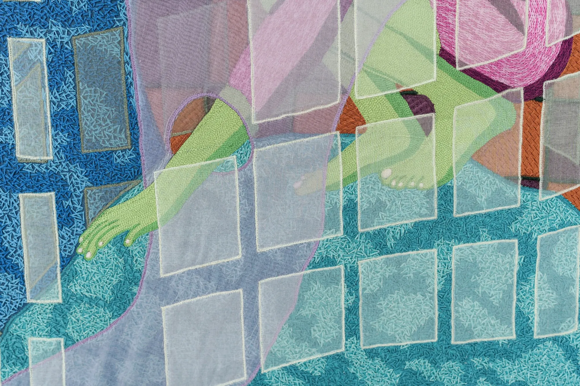 Lauren Januhowsk detail of the artworknew textile artist now - artist in focus - ready work - the thread goes both ways detail 