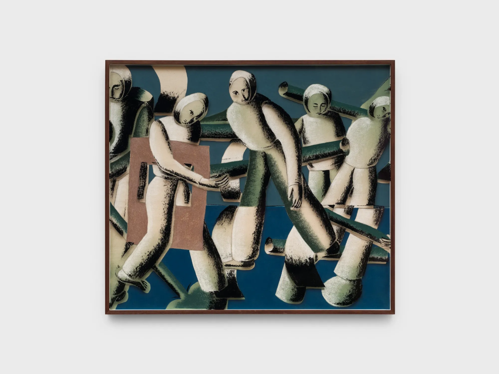 Ferdinand Dölberg painting figurative scene masks bodies silkscreen glass contemporary art