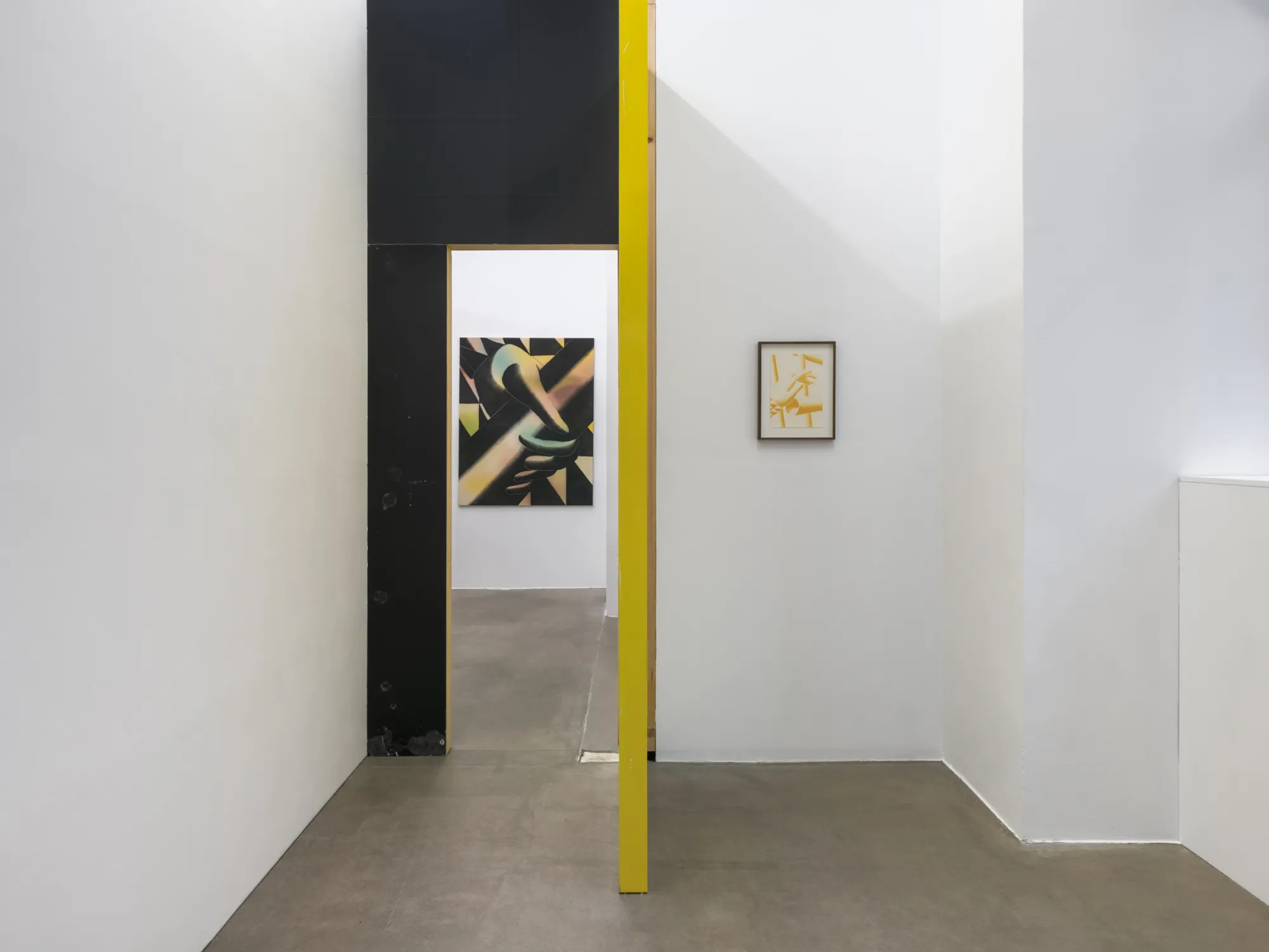 Ferdinand Dölberg exhibition installation corridor painting yellow wall contemporary art Berlin