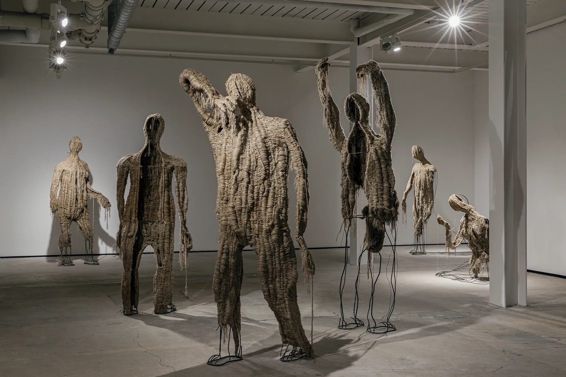 Installation view of Soojin Kang textile sculptures at Gathering London