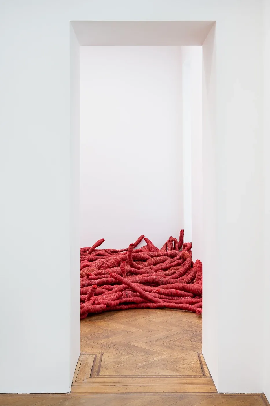 Soojin Kang textile sculpture body detail with fiber and wire