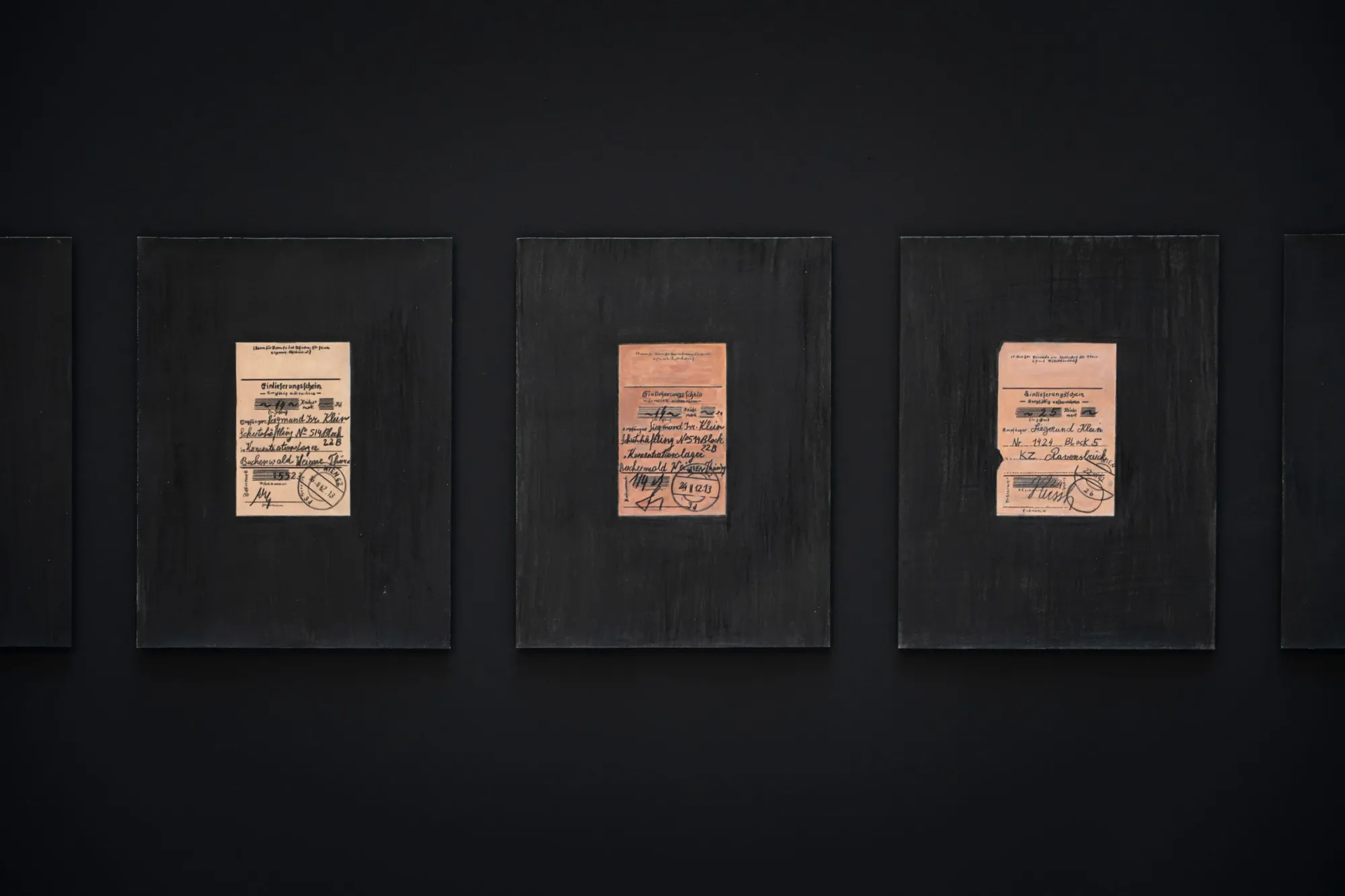 Ramesch Daha Sigmund Klein 1942 series archival documents photographs framed black background