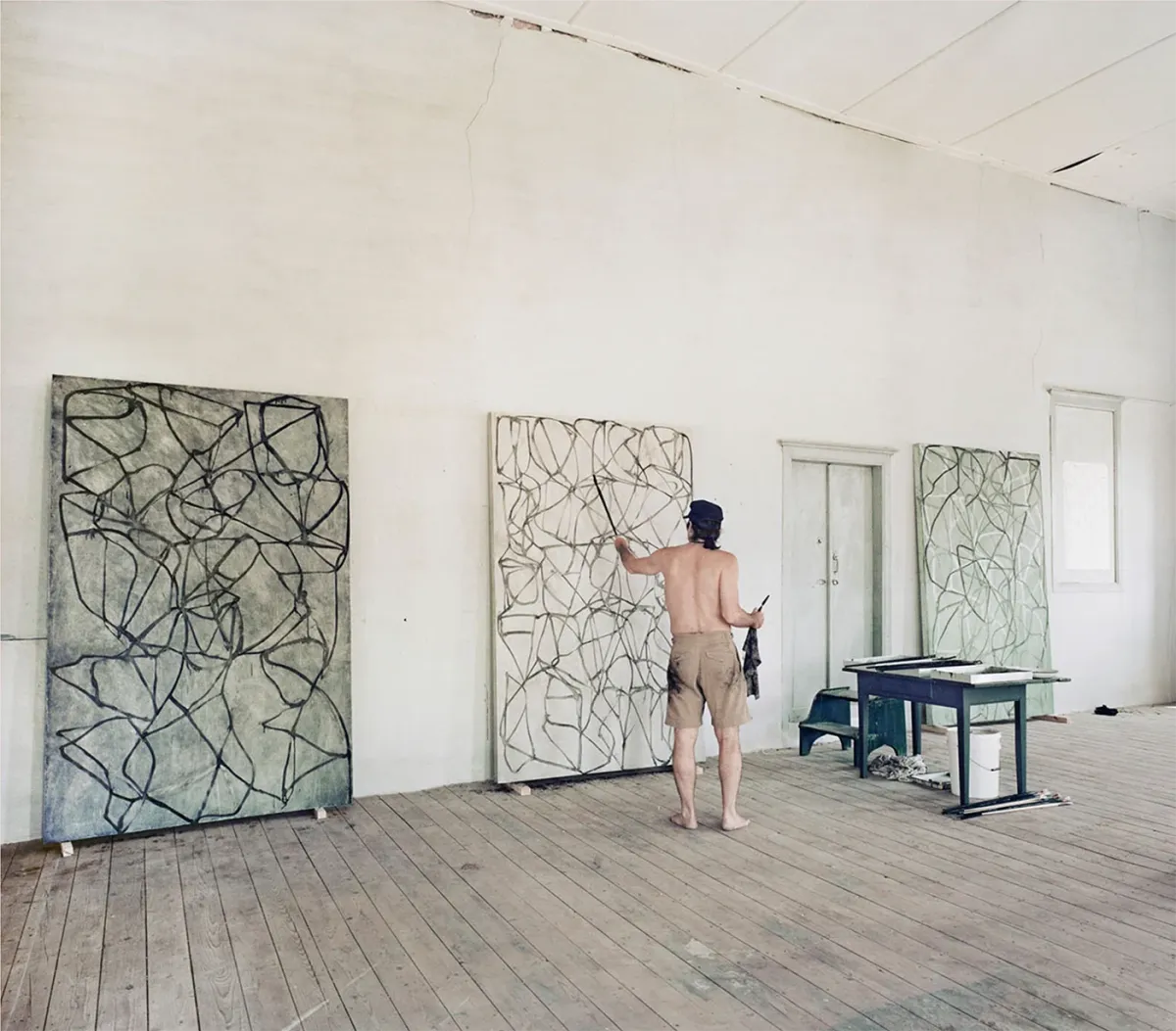 brice marden contemporary painter in his studio in Greece: Hydra Island 