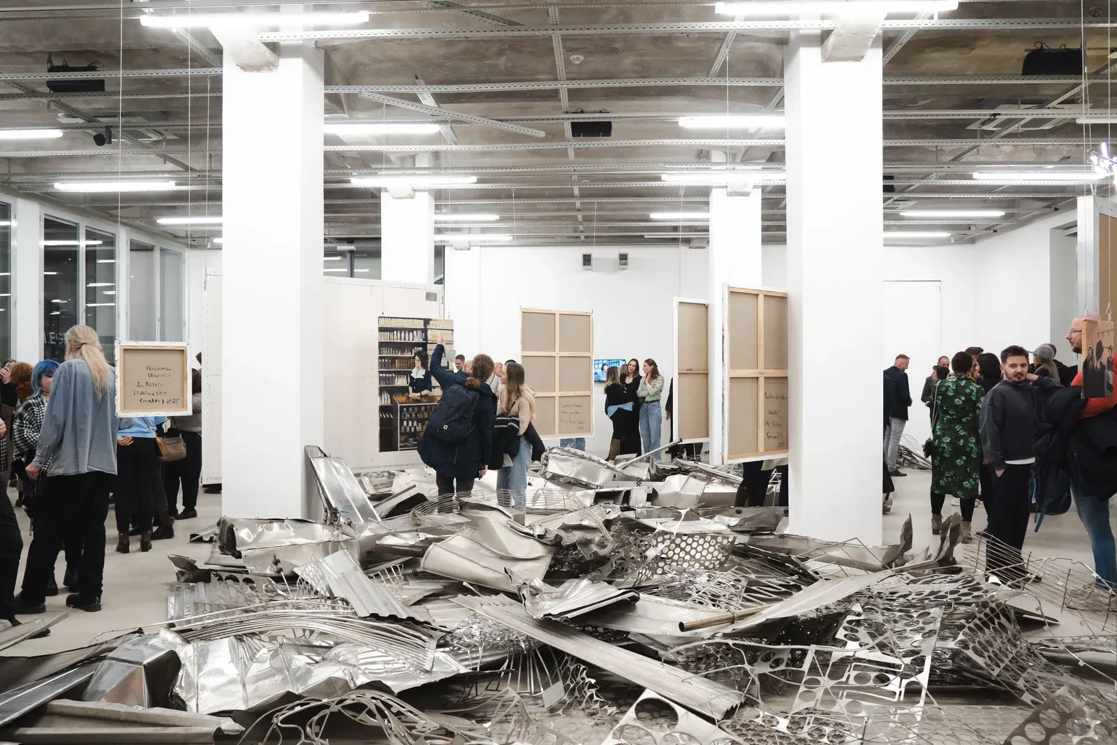 installation view telegraph gallery, Olomouc, works by Paulina olowska, Caroline walker and Adela janska 