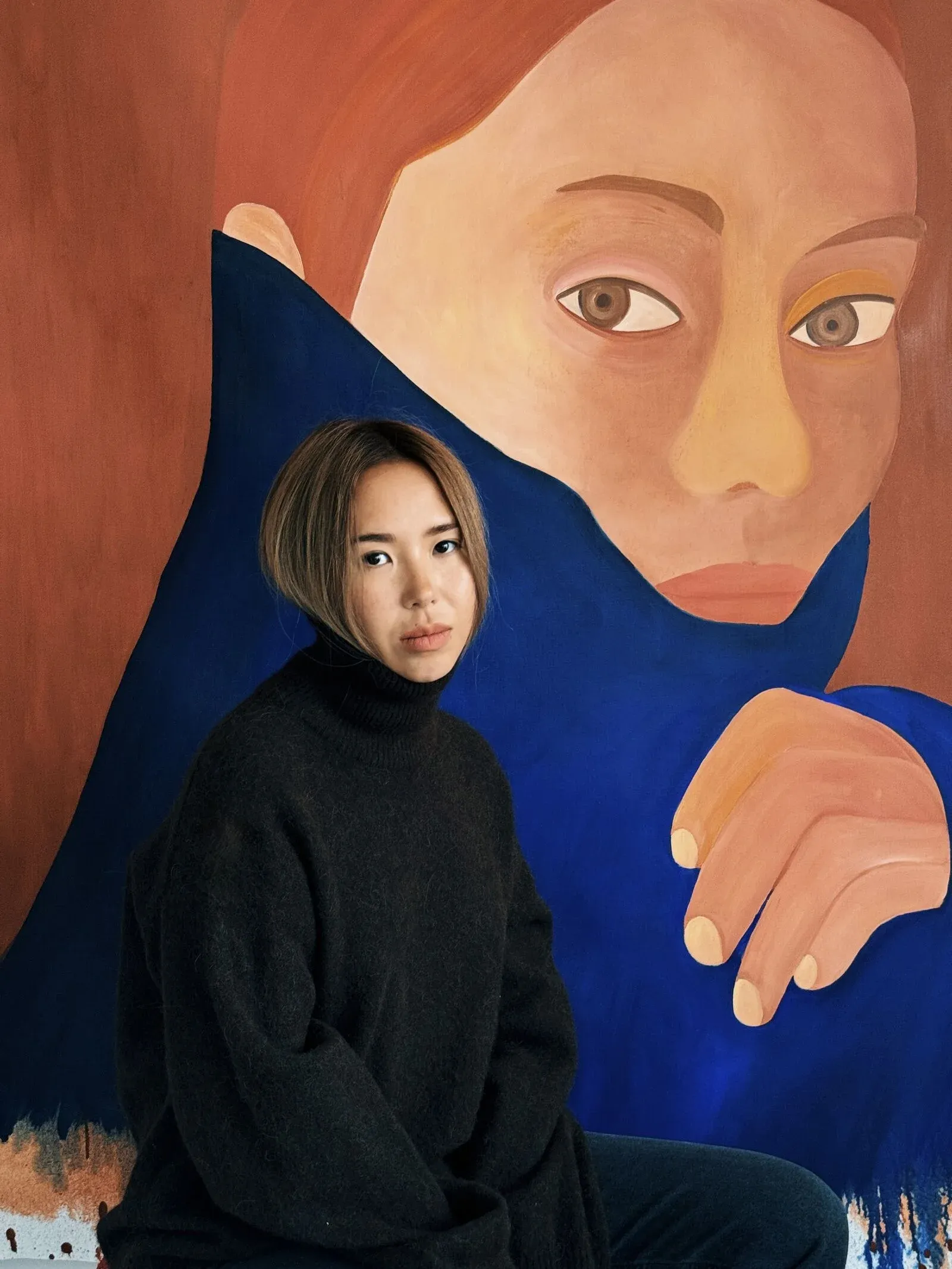 Aziya Ikhtymbayeva - artist portrait - in focus - painting - the self does not fit the reflection