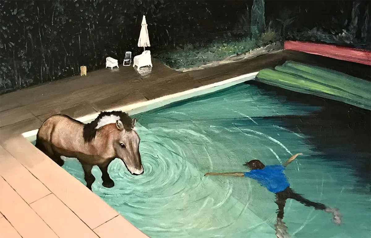 11 artists and their artworks featuring swimming pools on Munchies Art Club
