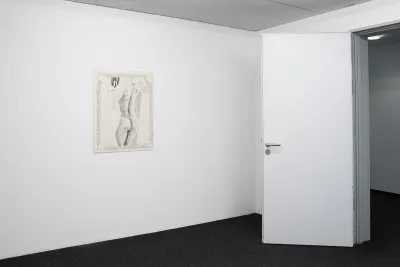 GOODBANK presents Katharina Schücke's Spiegel, Frankfurt. Maja Dana Lisewski curato Ink drawings interrogate the mirror selfie as site of staging and control. 