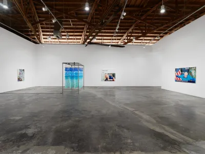 Night gallery current exhibition Factory doomscroll - Installation View with Artworks by Artist Christine Tien Wang and Rachel Youn